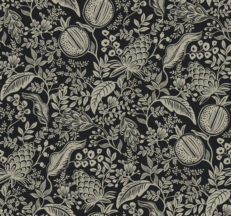 Kravet Design Rifle Paper Co Second Edition W3944 in Black & Beige (W3944.8106.0)