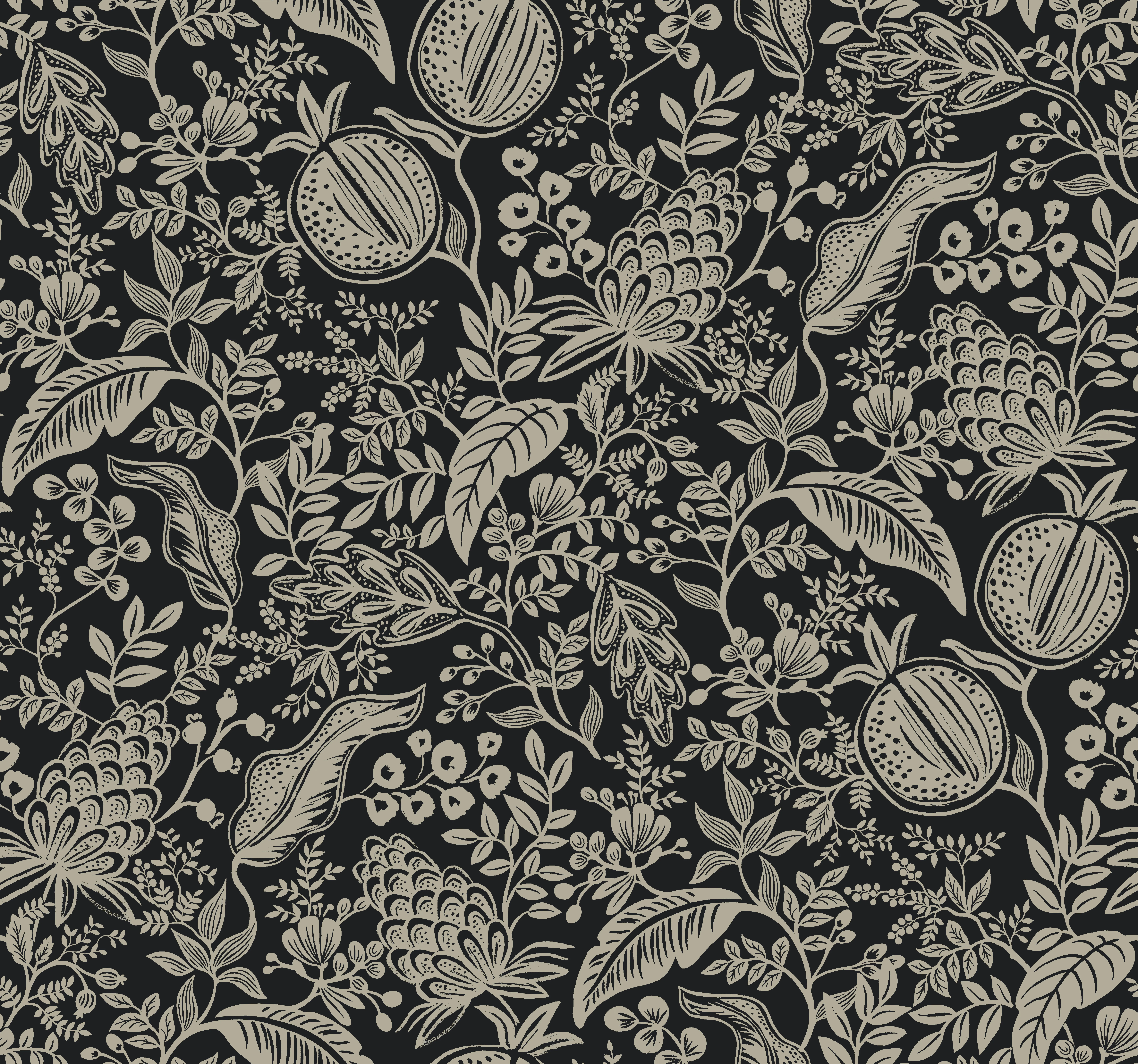 Kravet Design Rifle Paper Co Second Edition W3944 in Black & Beige (W3944.8106.0)