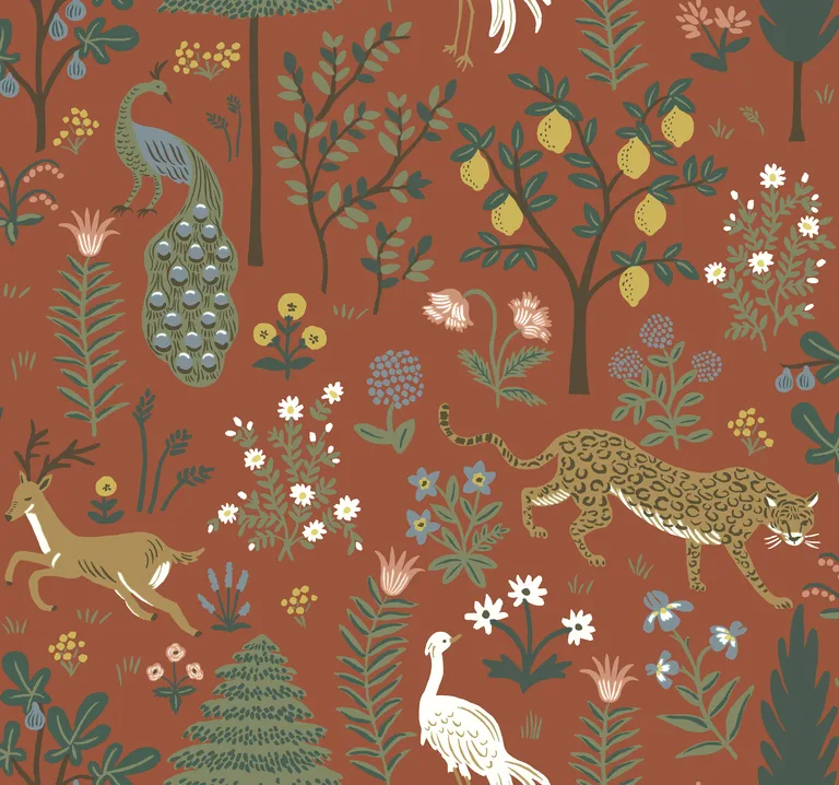 Kravet Design Rifle Paper Co Second Edition W3945 in Rust & Olive Green (W3945.319.0)