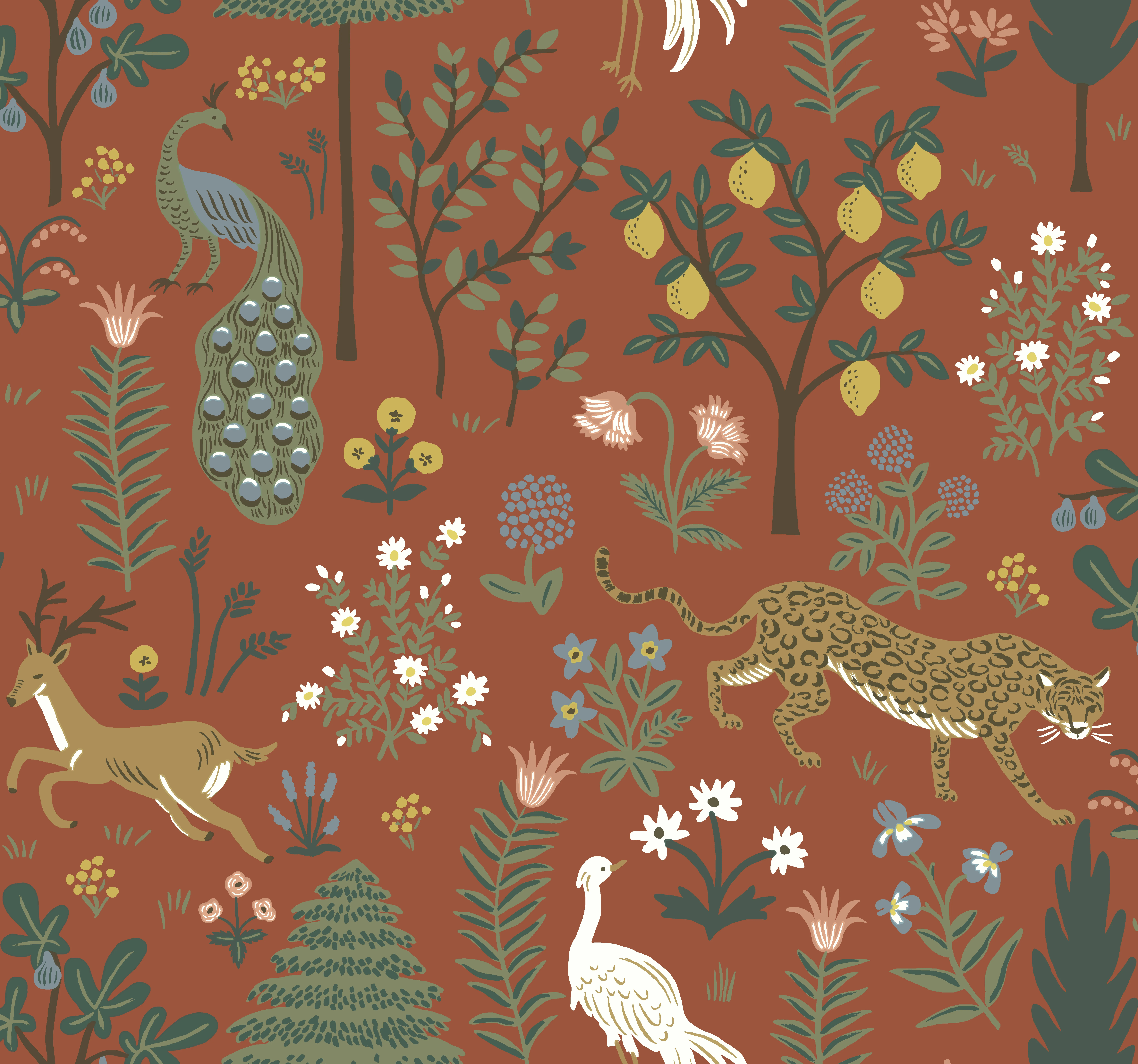 Kravet Design Rifle Paper Co Second Edition W3945 in Rust & Olive Green (W3945.319.0)