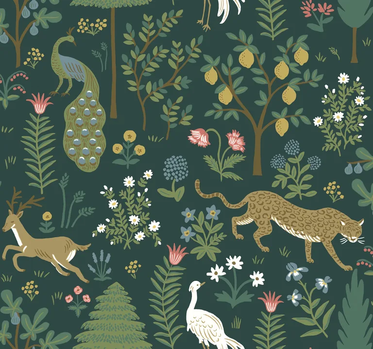 Kravet Design Rifle Paper Co Second Edition W3945 in Green & Gold (W3945.34.0)