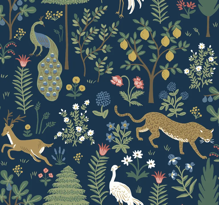 Kravet Design Rifle Paper Co Second Edition W3945 in Blue & Gold (W3945.84.0)