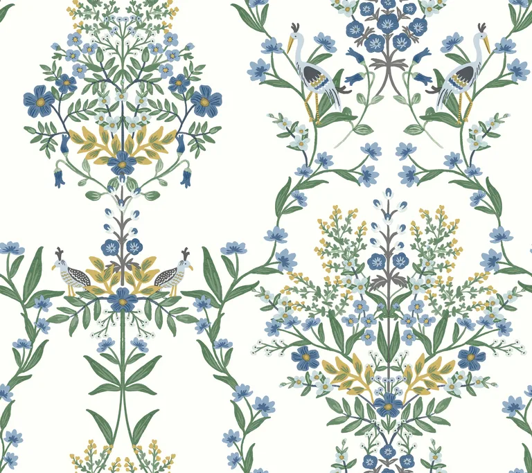 Kravet Design Rifle Paper Co Second Edition W3949 in White & Blue (W3949.34.0)