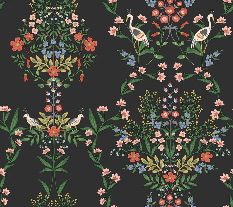 Kravet Design Rifle Paper Co Second Edition W3949 in Black & Red (W3949.819.0)