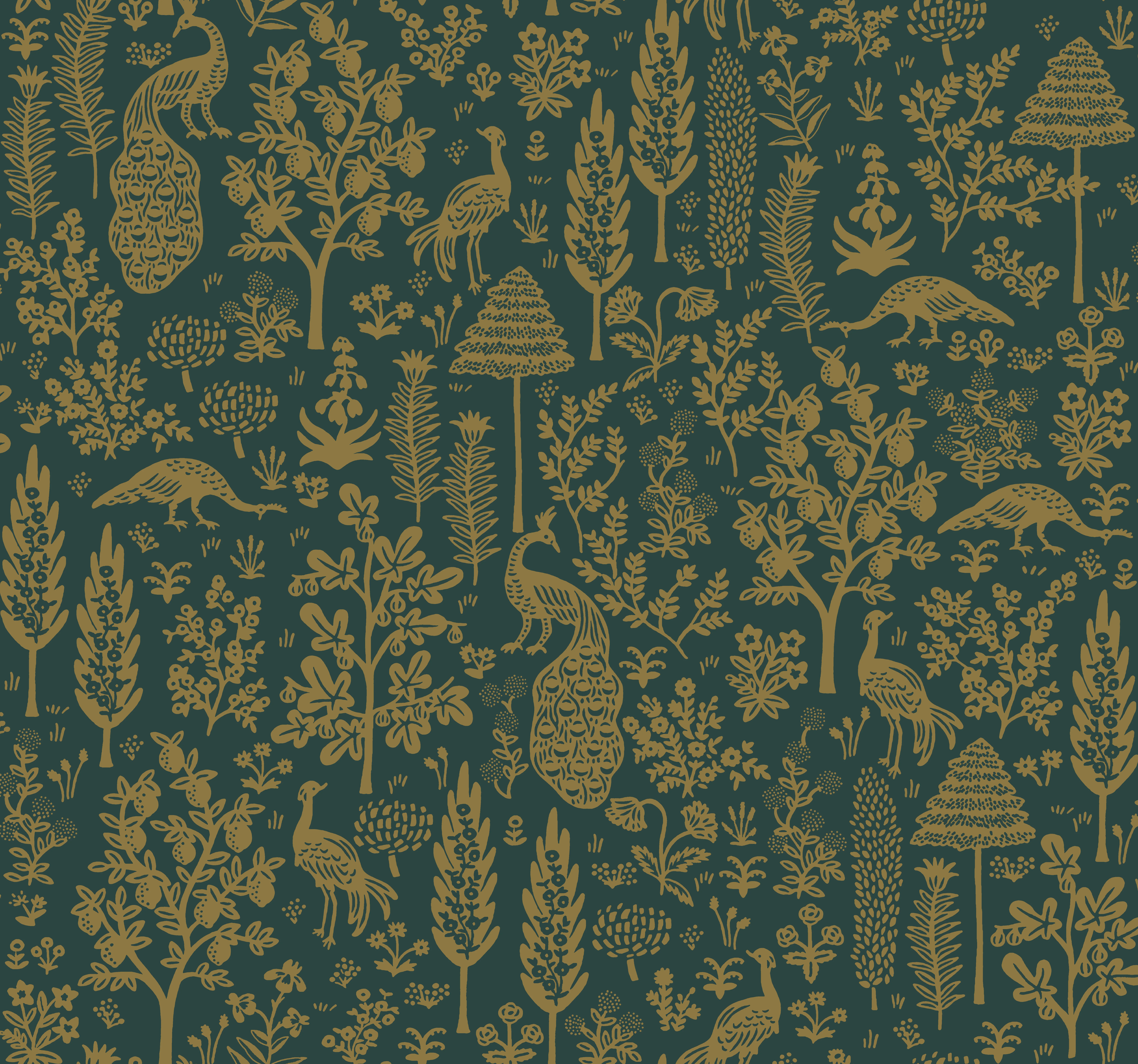 Kravet Design Rifle Paper Co Second Edition W3951 in Green & Gold (W3951.34.0)