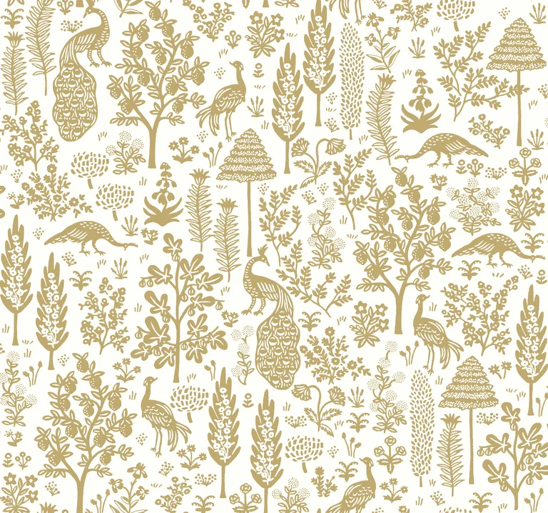 Kravet Design Rifle Paper Co Second Edition W3951 in Gold & White (W3951.4.0)