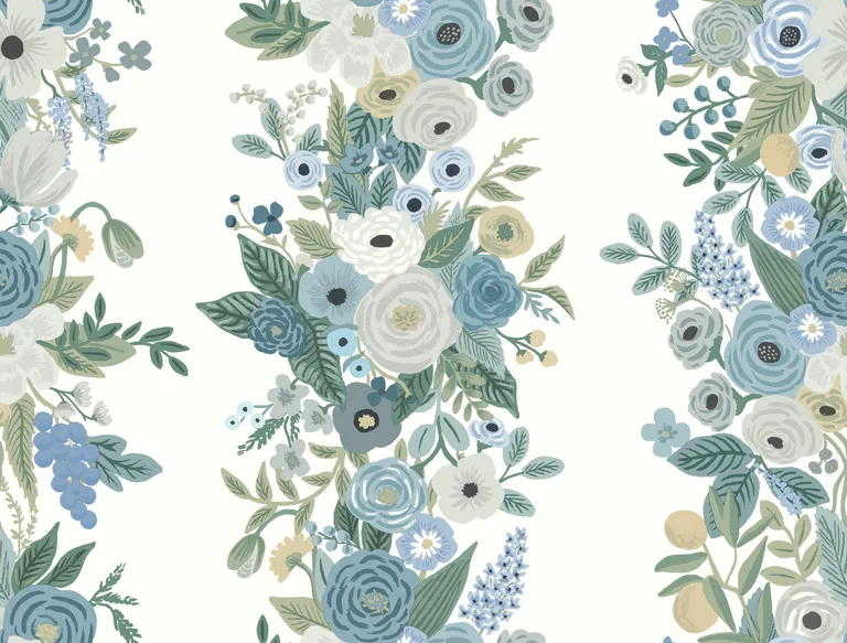 Kravet Design Rifle Paper Co Second Edition W3954 in Blue & White (W3954.530.0)