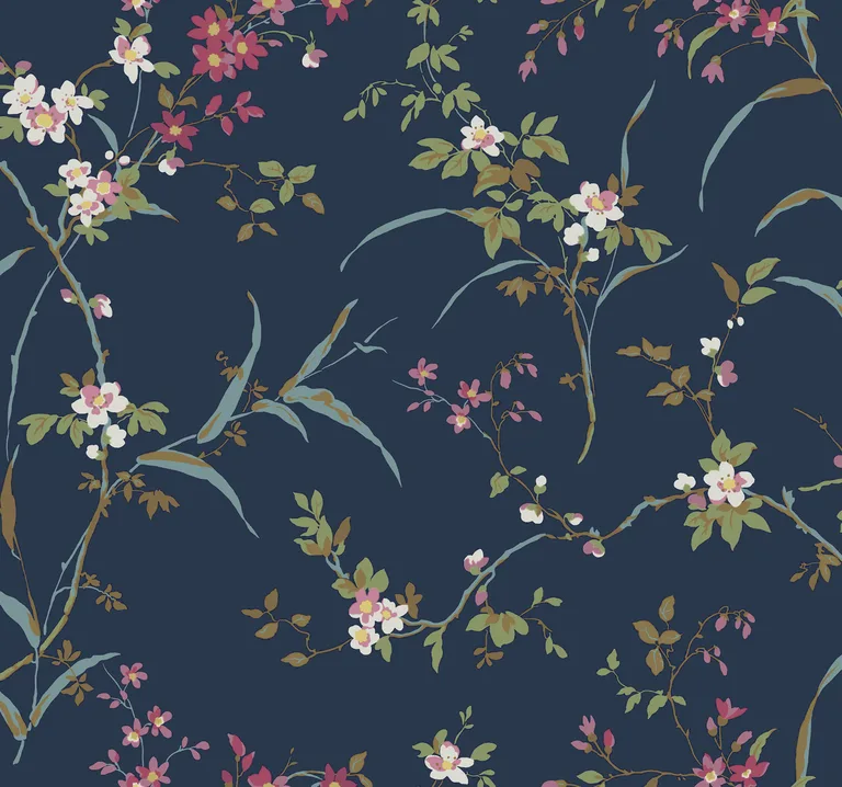 Kravet Design Blooms Second Edition Resource Library W4135 in Dark Blue & Pink (W4135.517.0)