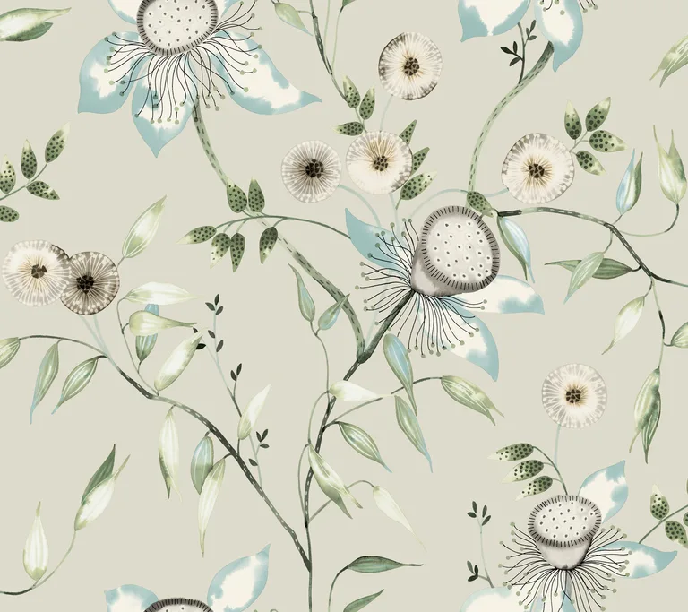Kravet Design Blooms Second Edition Resource Library W4140 in Taupe & Blue (W4140.15.0)