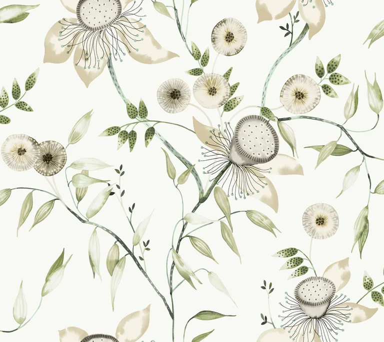 Kravet Design Blooms Second Edition Resource Library W4140 in Green & White (W4140.31.0)