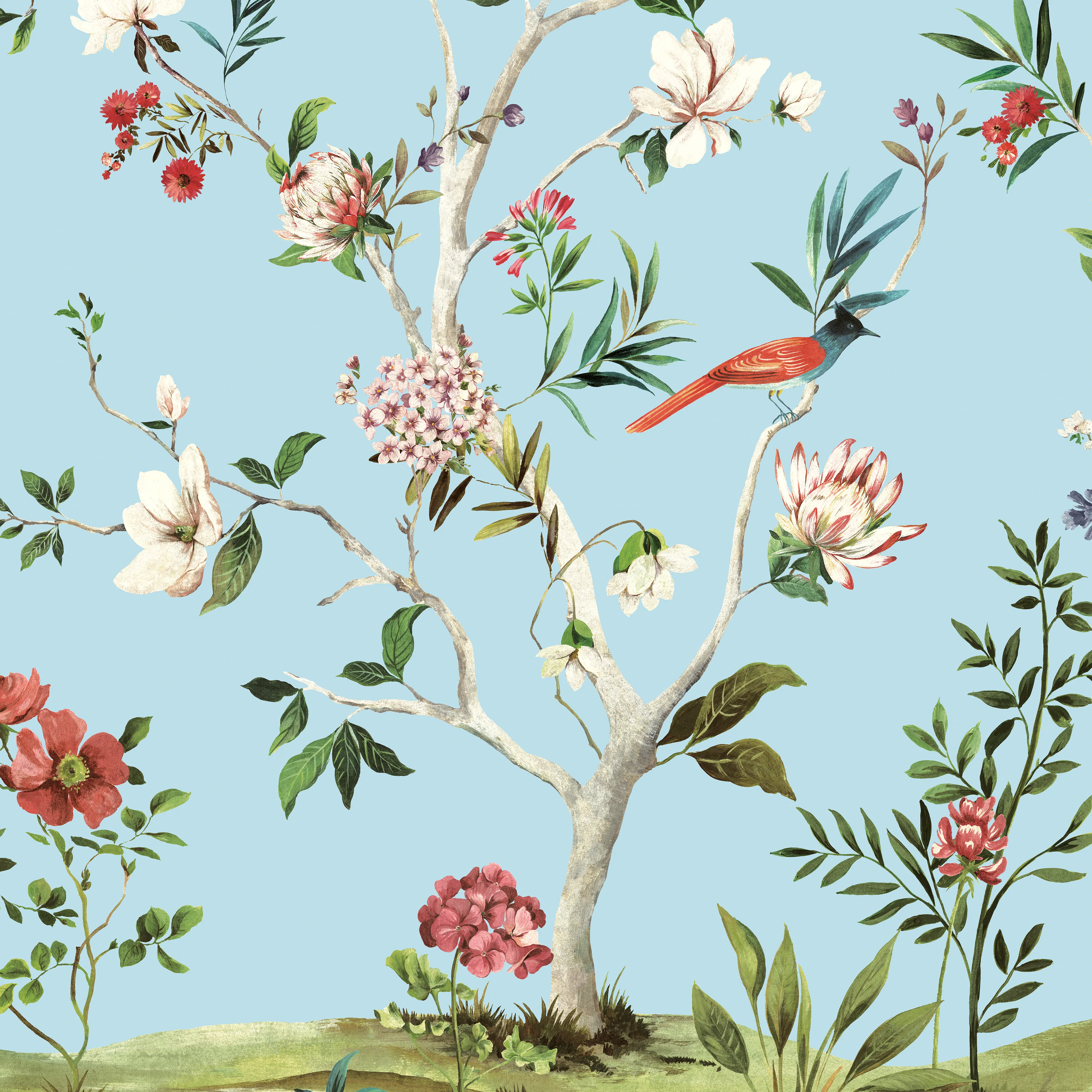 Kravet Design Panel Designs W4172 in Light Blue & Red (W4172.519.0)