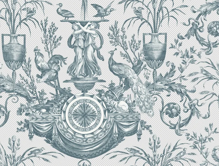 Kravet Design Toiles Resource Library W4239 in Teal & White (W4239.35.0)