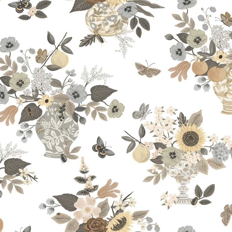 Kravet Design Rifle Paper Co Third Edition W4288 in White & Grey (W4288.1611.0)