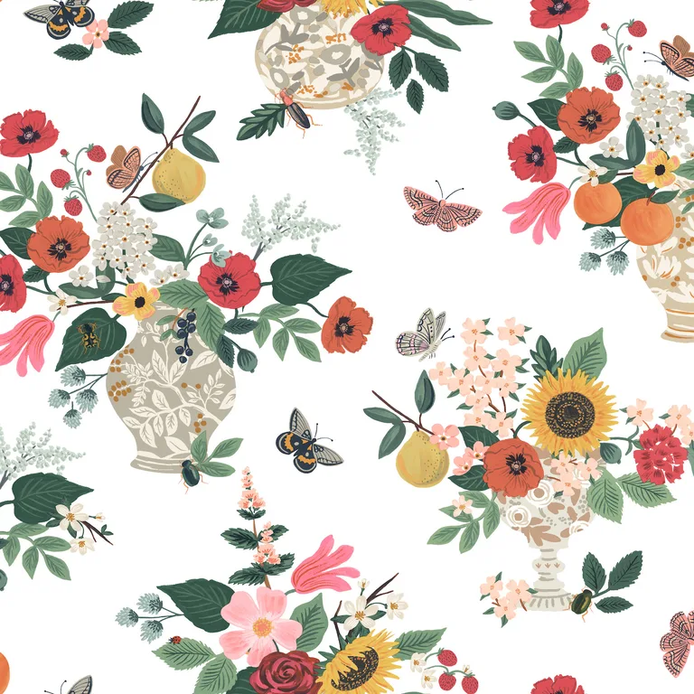 Kravet Design Rifle Paper Co Third Edition W4288 in White & Red (W4288.911.0)