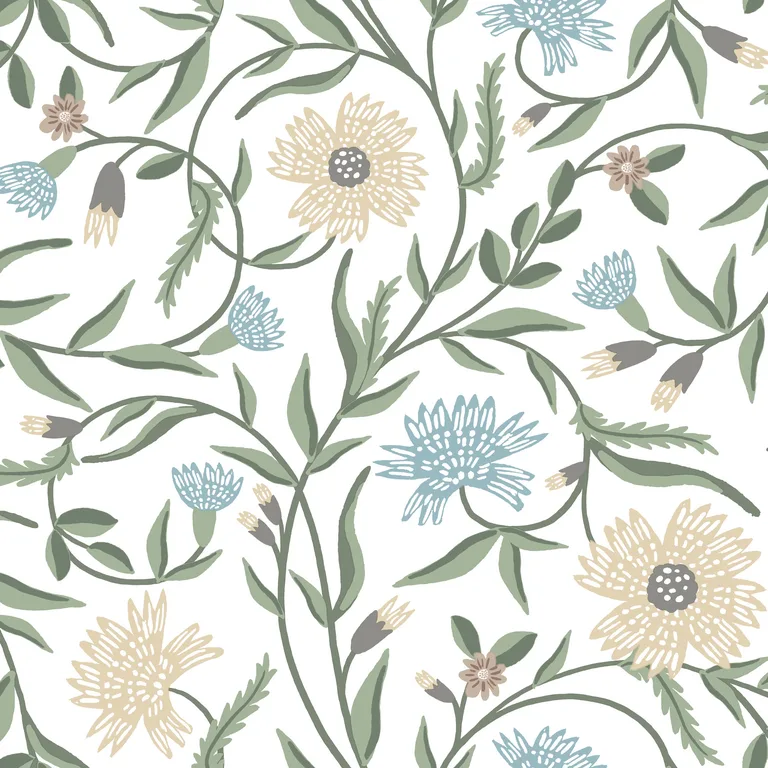 Kravet Design Rifle Paper Co Third Edition W4291 in Green & Beige (W4291.1611.0)