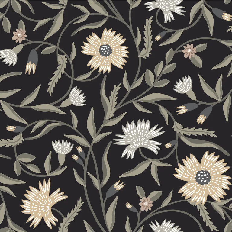 Kravet Design Rifle Paper Co Third Edition W4291 in Black & Beige (W4291.816.0)
