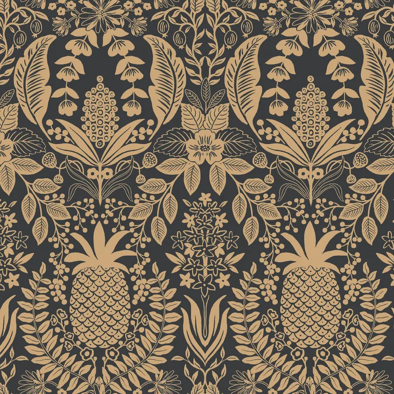 Kravet Design Rifle Paper Co Third Edition W4295 in Black & Gold (W4295.84.0)