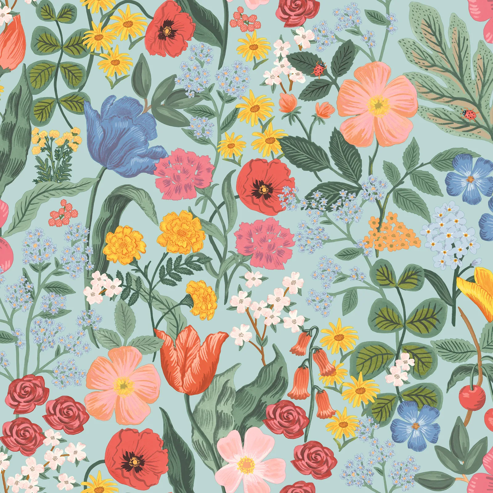 Kravet Design Rifle Paper Co Third Edition W4296 in Blue & Pink (W4296.517.0)
