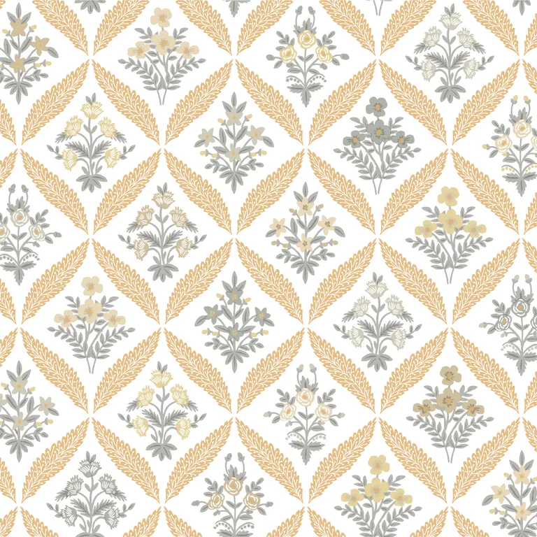 Kravet Design Rifle Paper Co Third Edition W4298 in Yellow & Grey (W4298.411.0)
