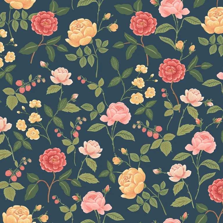 Kravet Design Rifle Paper Co Third Edition W4299 in Blue & Orange (W4299.512.0)