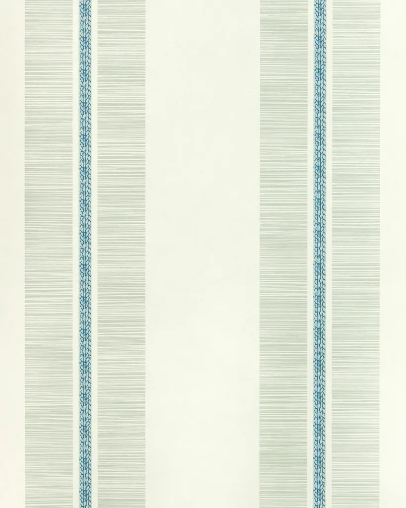 Kravet Design Stripe Wallcovering W4377 in Ivory & Blue (W4377.511.0)