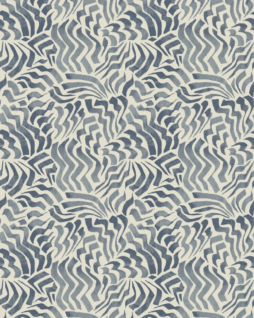 Kravet Design Lemieux Et Cie Signature Wallcovering W4426 in Ivory & Indigo (W4426.5.0)