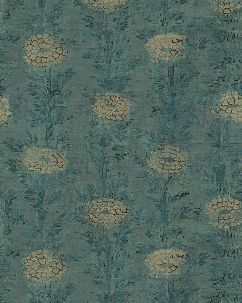 Kravet Design Ronald Redding Tea Garden Second Edition W4443 in Teal & Green (W4443.34.0)