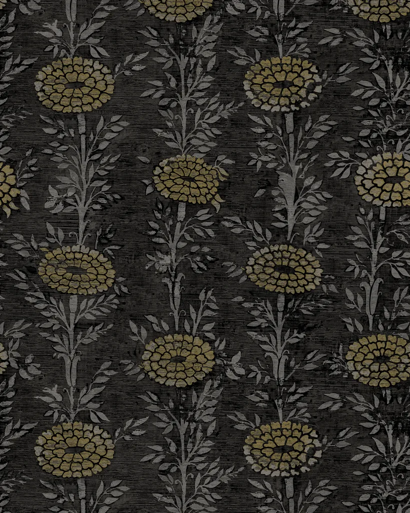Kravet Design Ronald Redding Tea Garden Second Edition W4443 in Black & Silver (W4443.84.0)