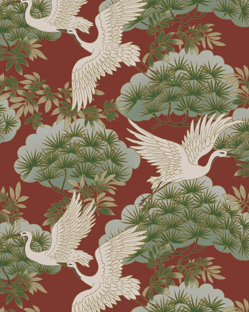 Kravet Design Ronald Redding Tea Garden Second Edition W4444 in Red & Green (W4444.319.0)