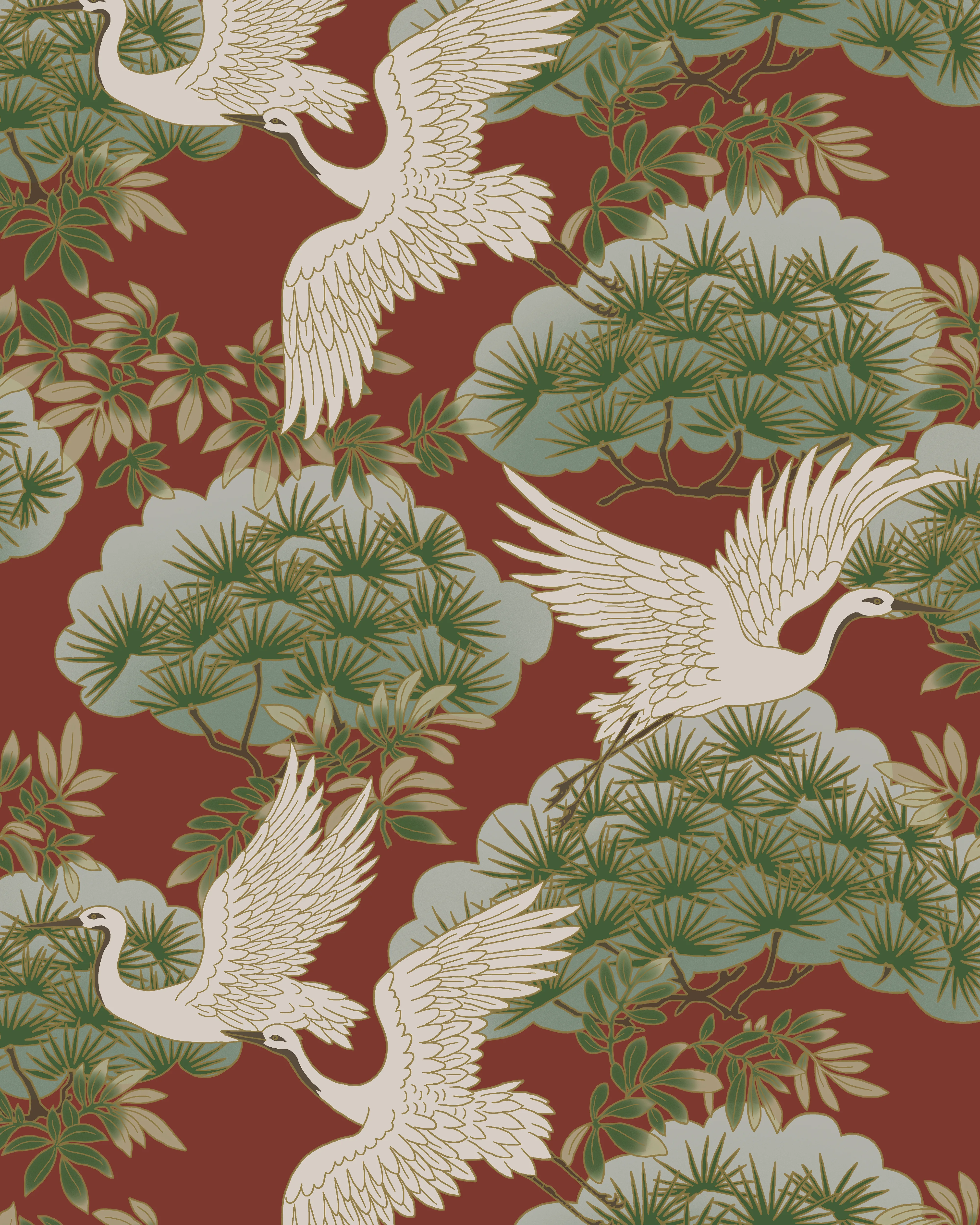 Kravet Design Ronald Redding Tea Garden Second Edition W4444 in Red & Green (W4444.319.0)