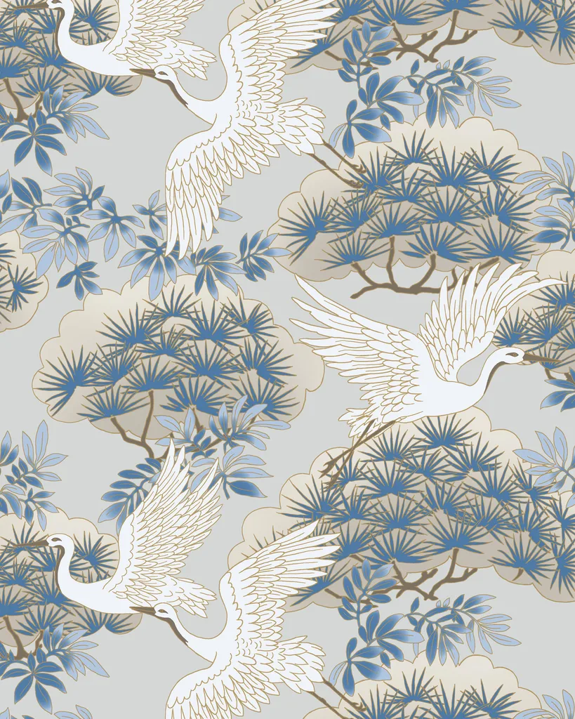 Kravet Design Ronald Redding Tea Garden Second Edition W4444 in Blue & Beige (W4444.516.0)