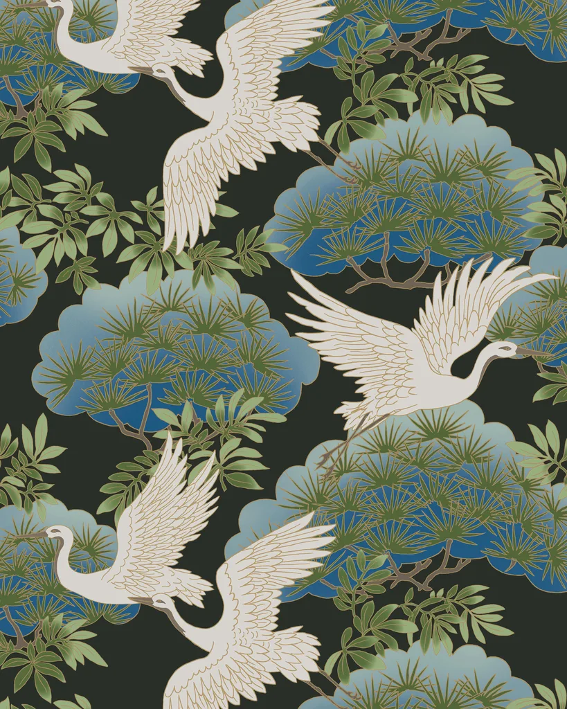 Kravet Design Ronald Redding Tea Garden Second Edition W4444 in Black & Green (W4444.830.0)