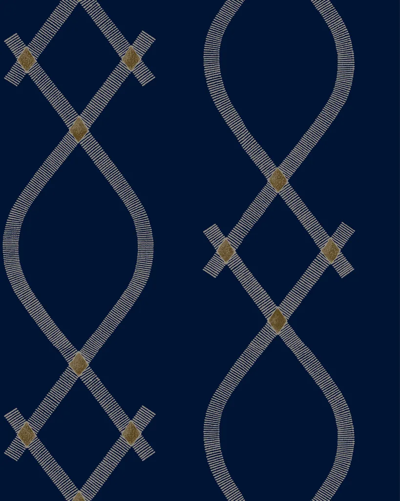 Kravet Design Ronald Redding Tea Garden Second Edition W4447 in Dark Blue & Gold (W4447.54.0)