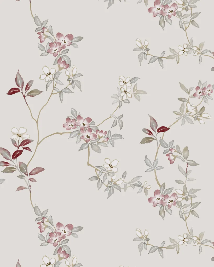Kravet Design Ronald Redding Tea Garden Second Edition W4452 in White & Red (W4452.1617.0)