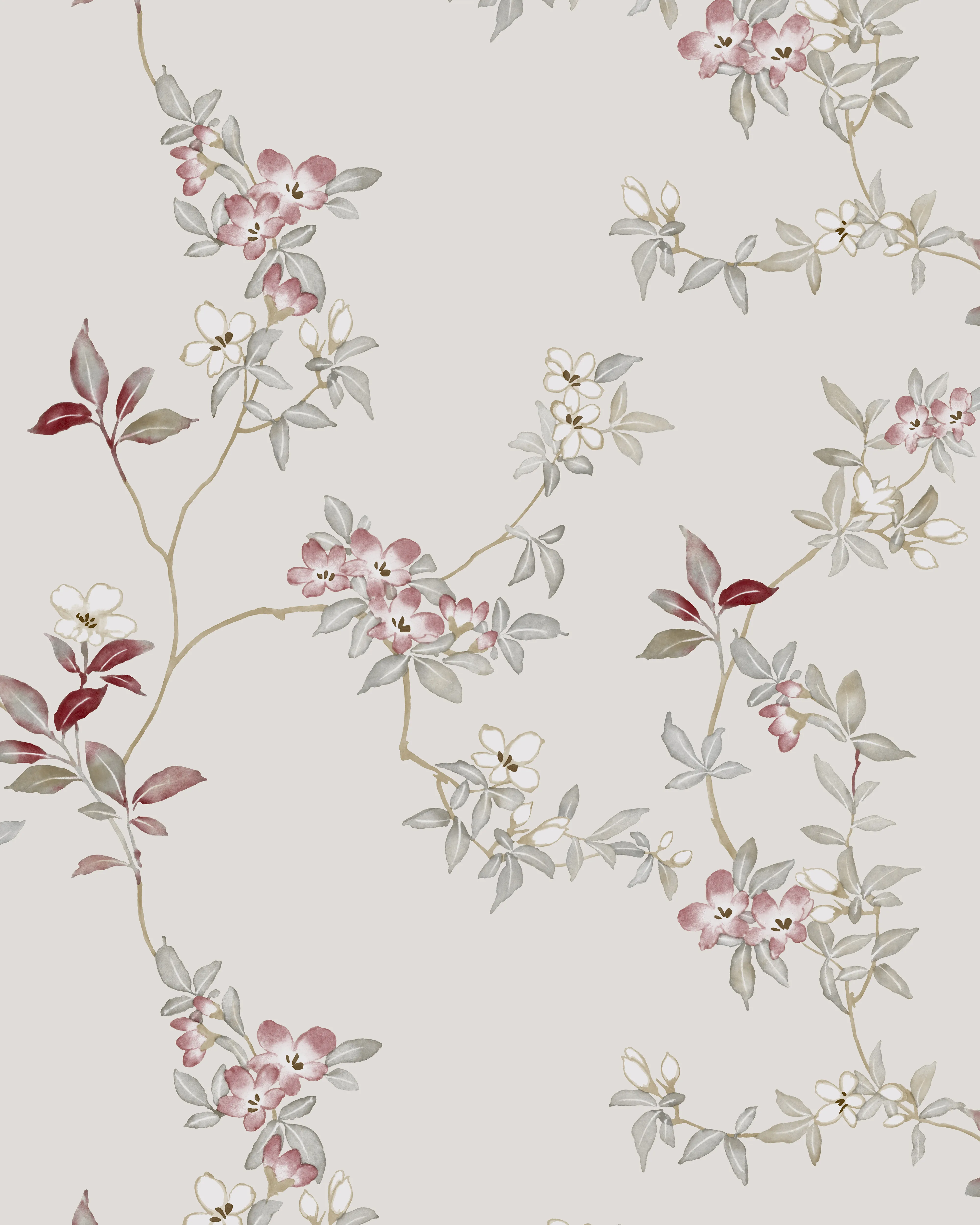 Kravet Design Ronald Redding Tea Garden Second Edition W4452 in White & Red (W4452.1617.0)