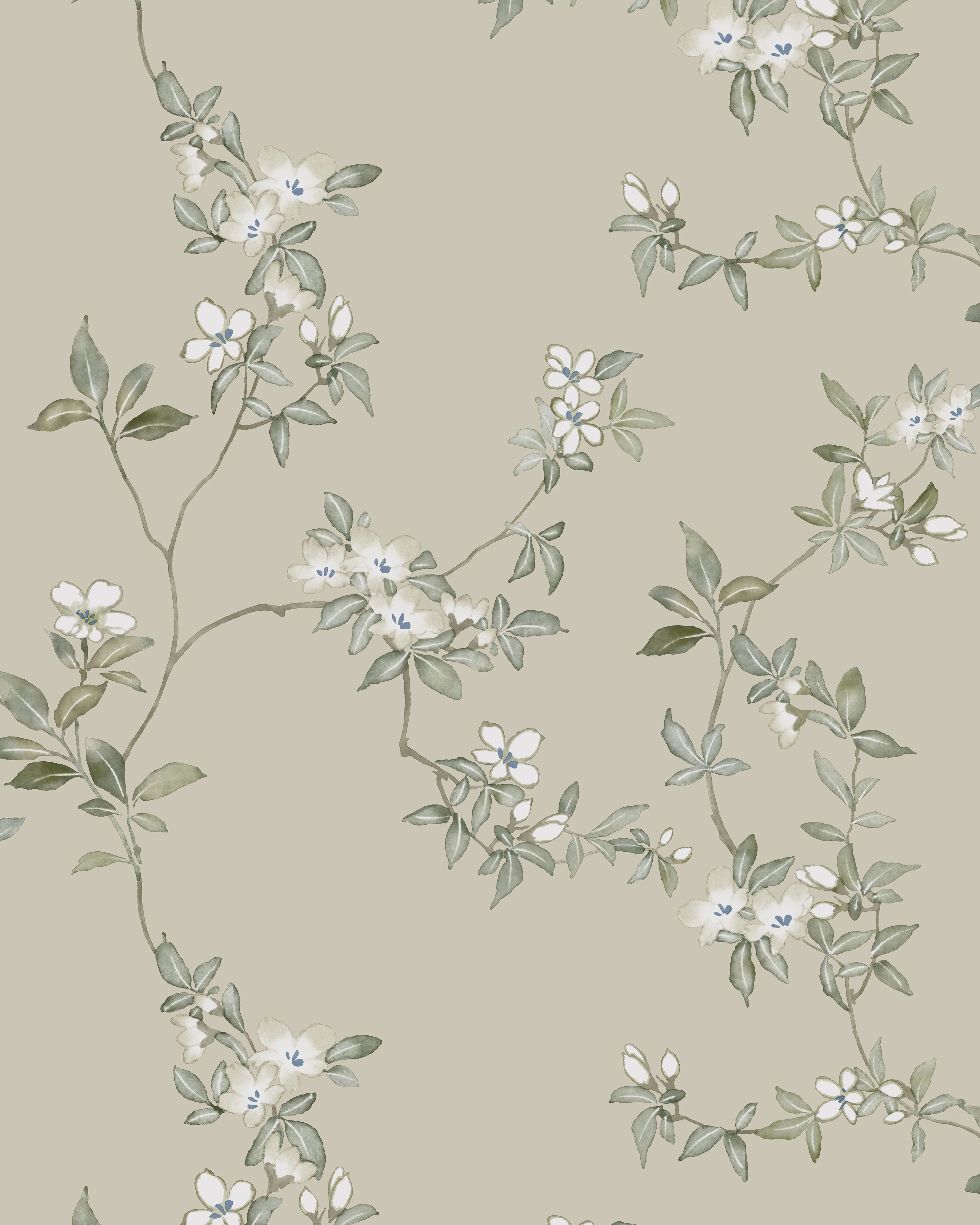 Kravet Design Ronald Redding Tea Garden Second Edition W4452 in Beige & Teal (W4452.1630.0)