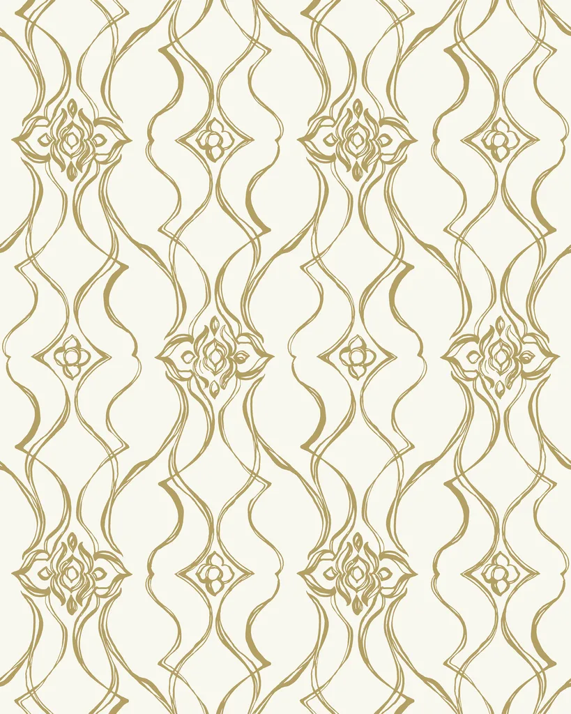 Kravet Design Candice Olson Decadence Ii W4464 in White & Gold (W4464.4.0)