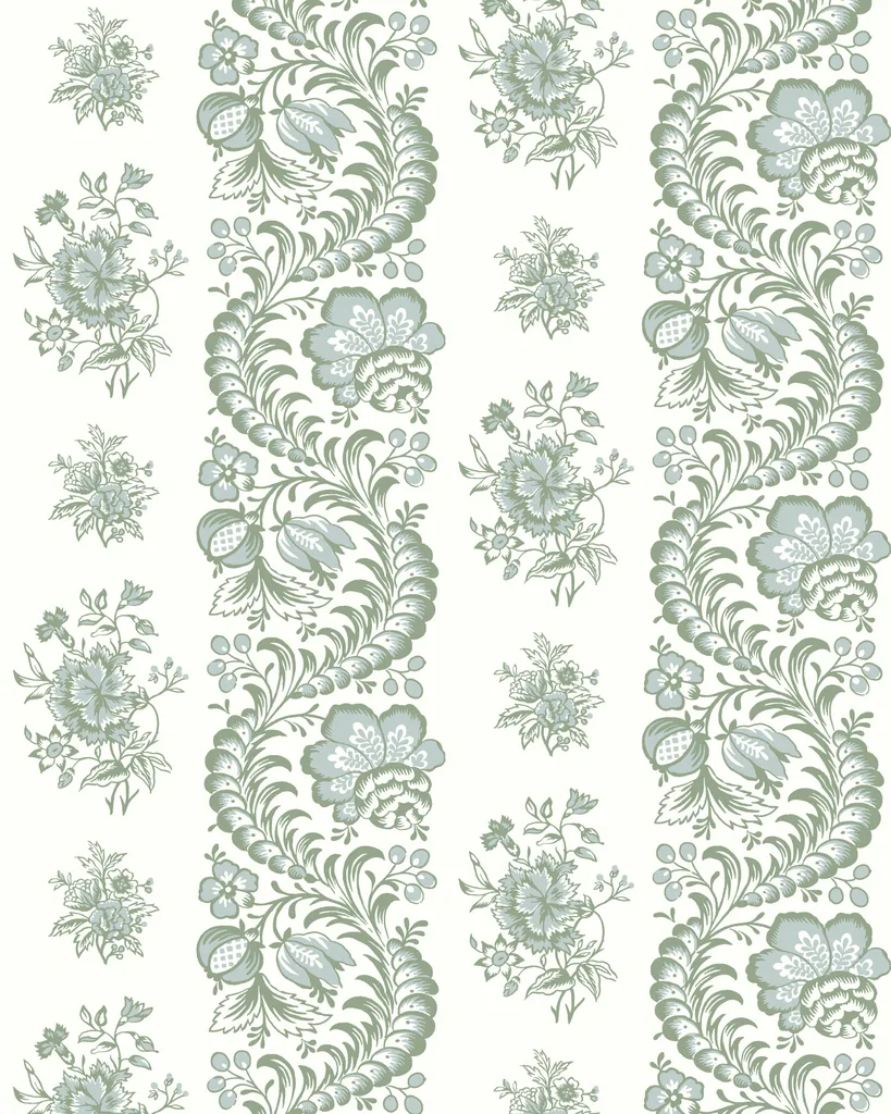 Kravet Design Antonina Vella Jardin W4481 in White & Green (W4481.3.0)