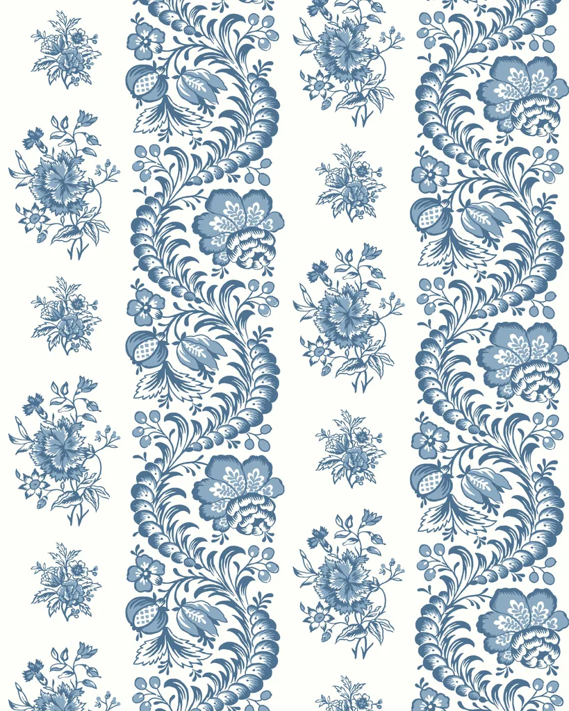 Kravet Design Antonina Vella Jardin W4481 in White & Blue (W4481.5.0)