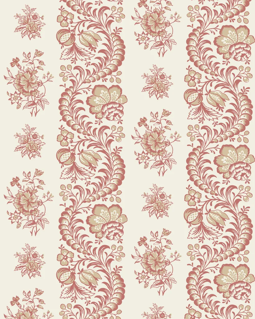 Kravet Design Antonina Vella Jardin W4481 in Ivory & Red (W4481.9.0)
