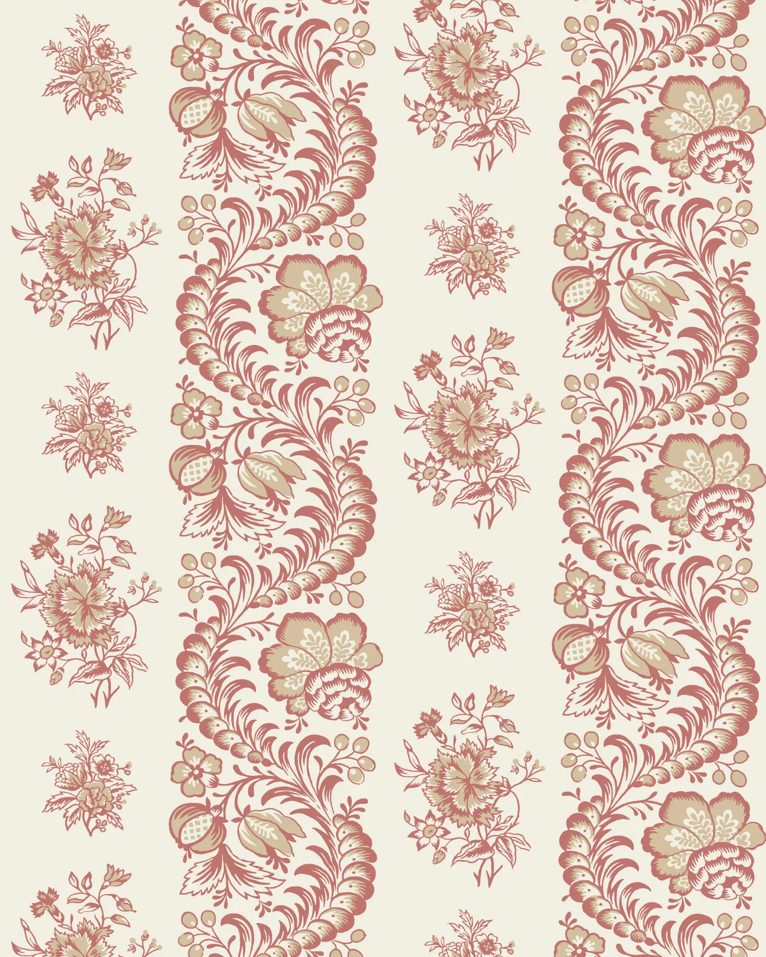 Kravet Design Antonina Vella Jardin W4481 in Ivory & Red (W4481.9.0)