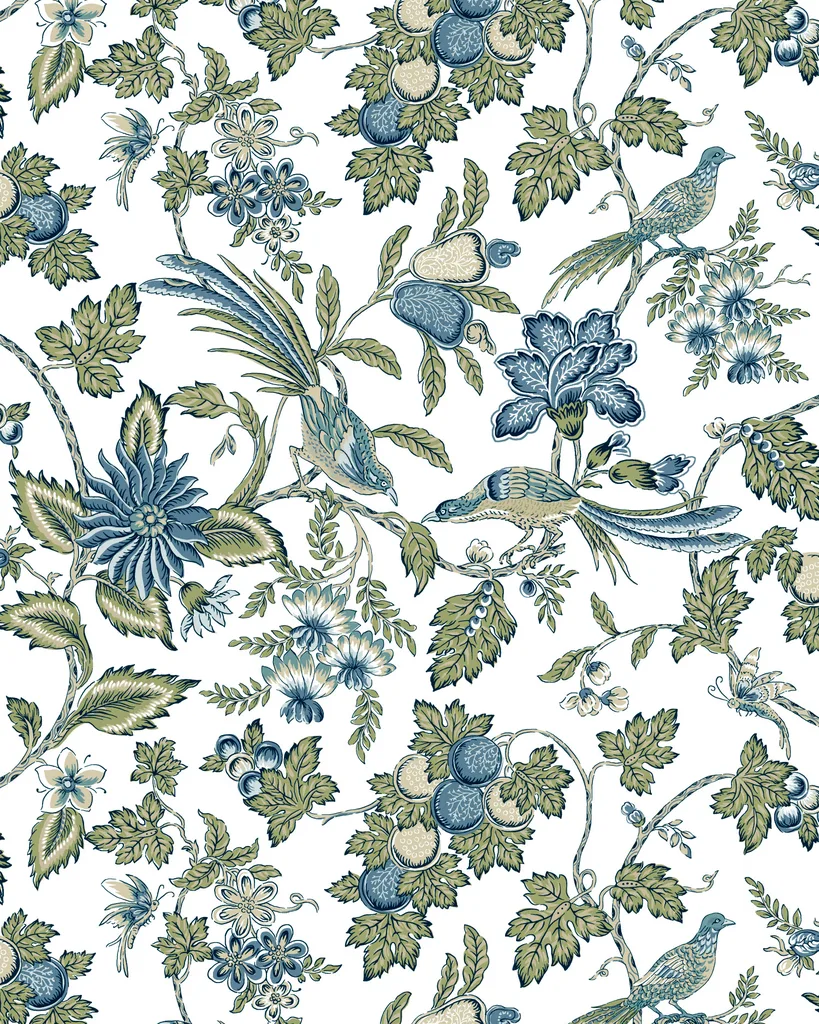 Kravet Design Antonina Vella Jardin W4482 in White & Blue (W4482.51.0)