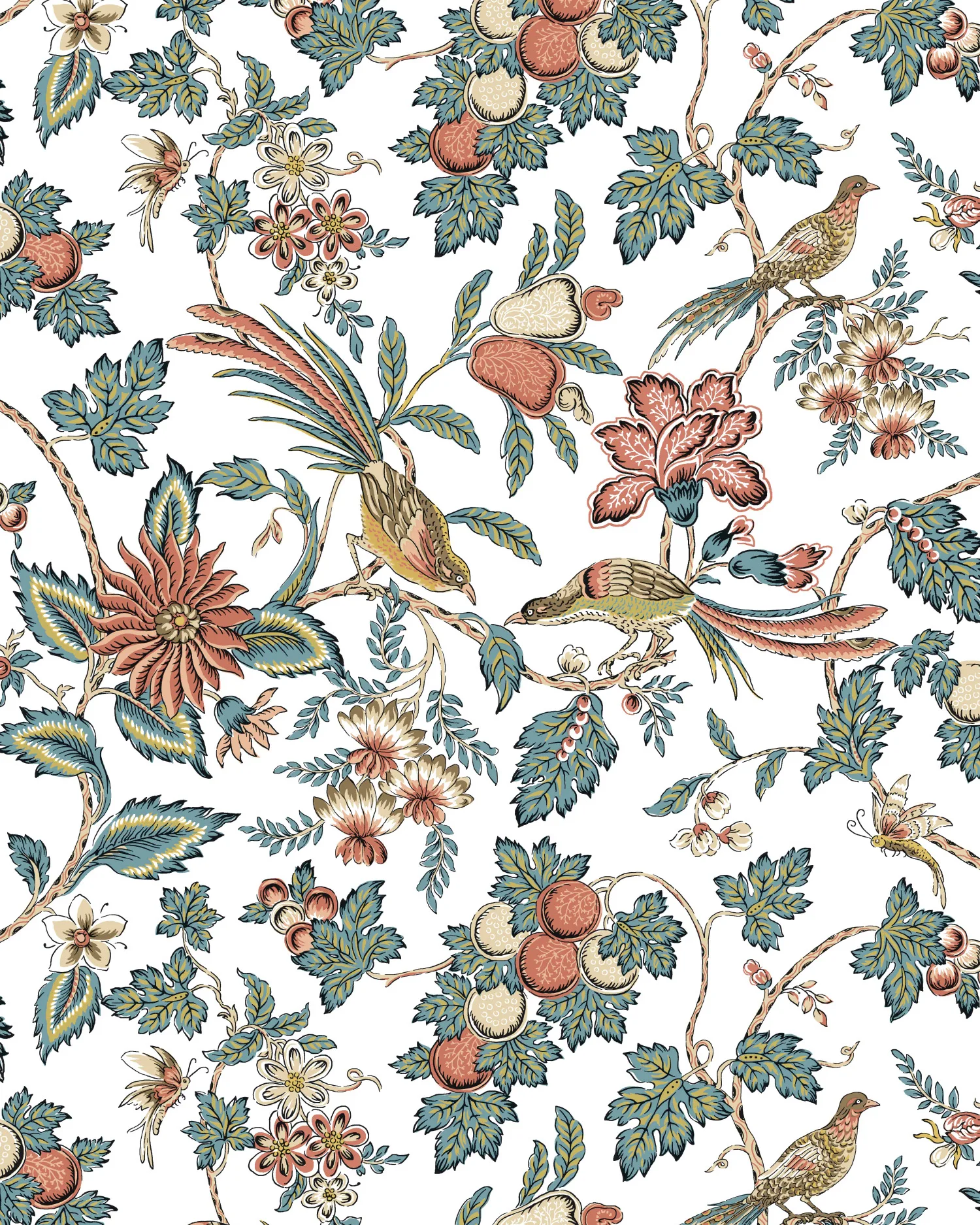 Kravet Design Antonina Vella Jardin W4482 in White & Red (W4482.519.0)
