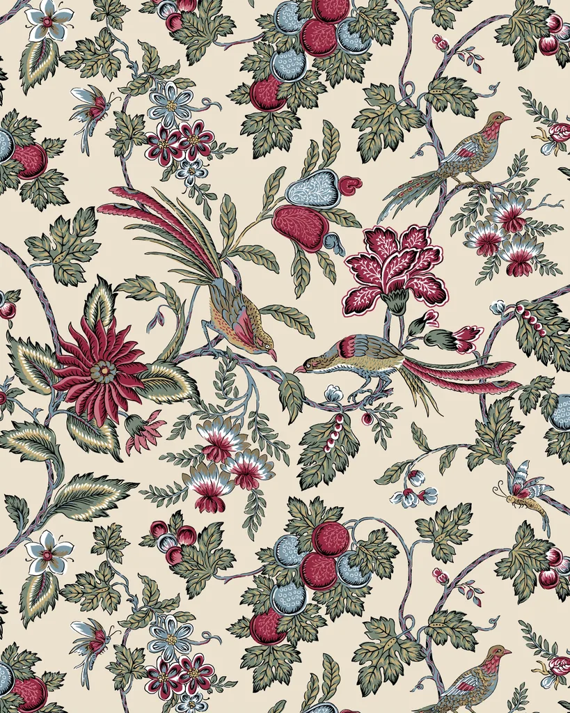 Kravet Design Antonina Vella Jardin W4482 in Ivory & Blue (W4482.915.0)