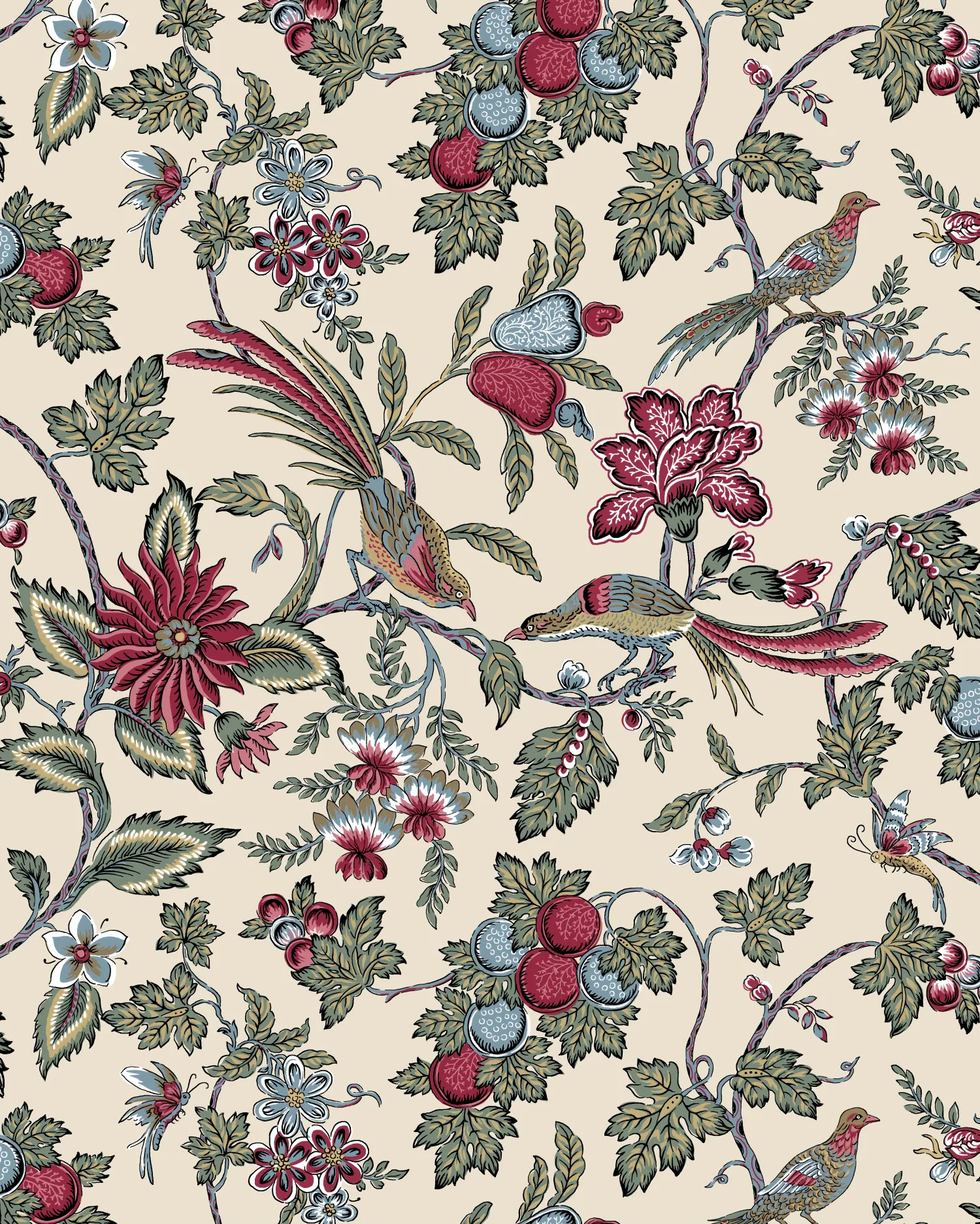 Kravet Design Antonina Vella Jardin W4482 in Ivory & Blue (W4482.915.0)