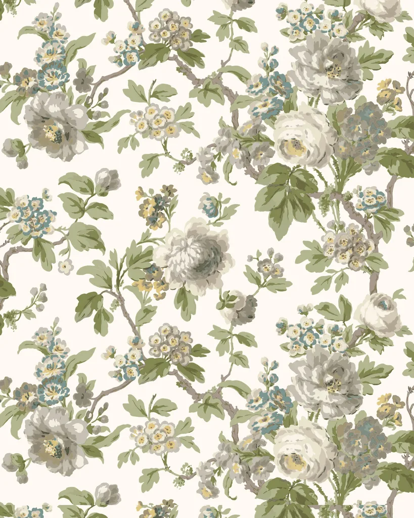Kravet Design Antonina Vella Jardin W4486 in White & Grey (W4486.311.0)