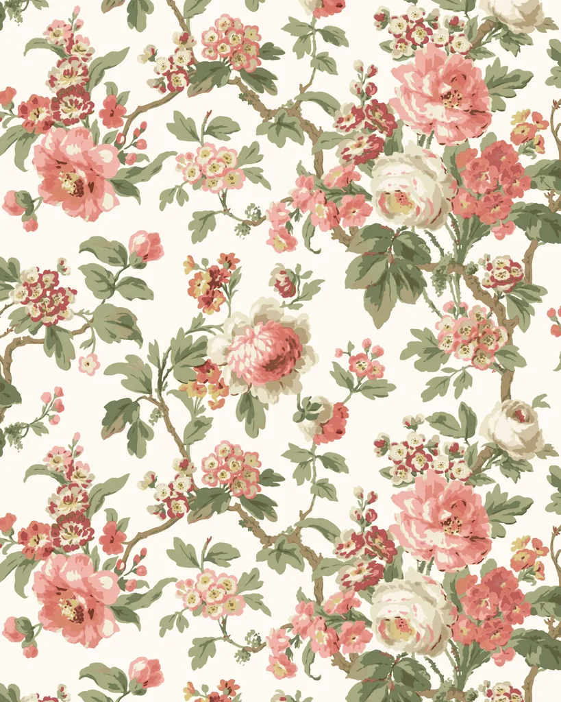 Kravet Design Antonina Vella Jardin W4486 in White & Red (W4486.312.0)