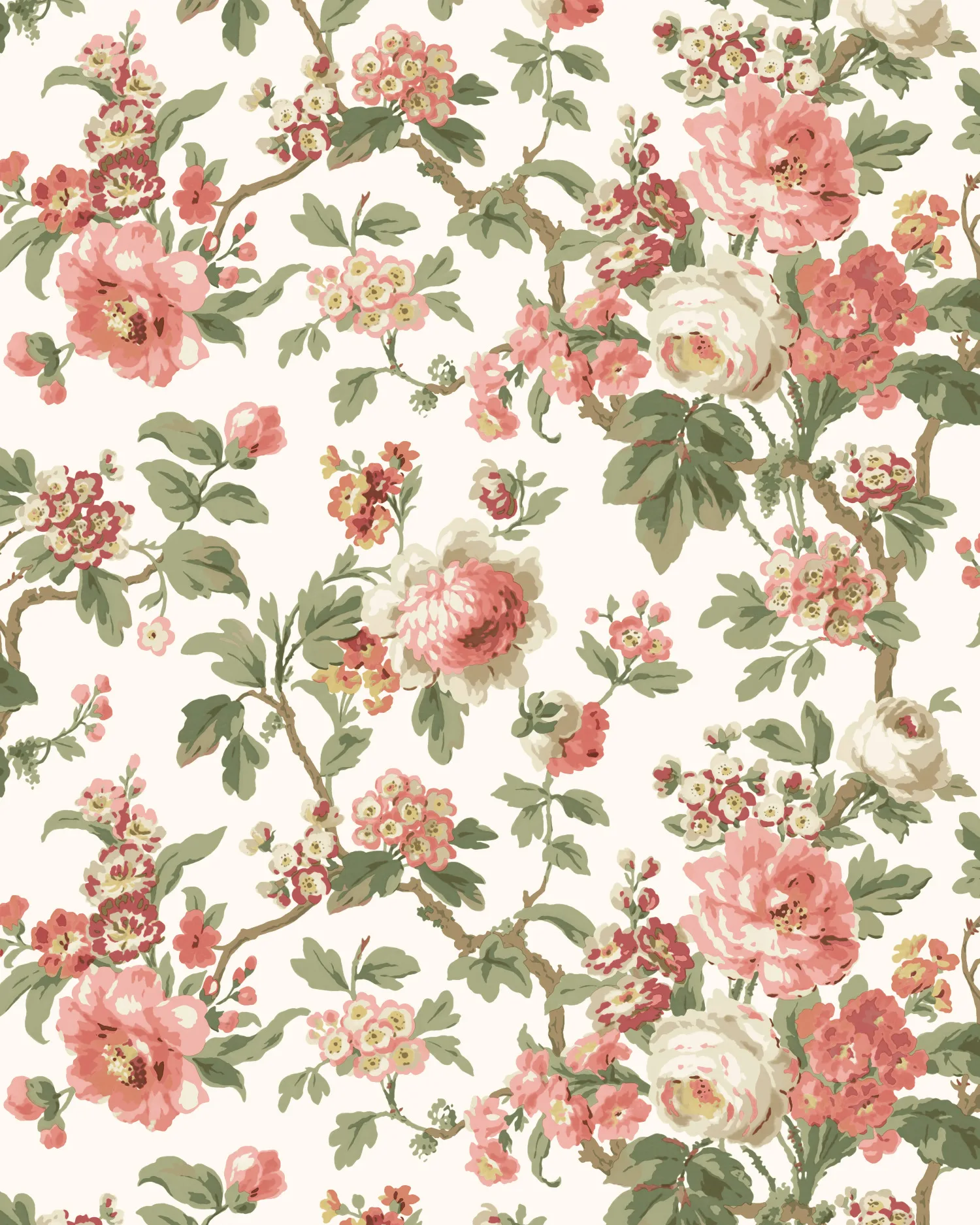 Kravet Design Antonina Vella Jardin W4486 in White & Red (W4486.312.0)