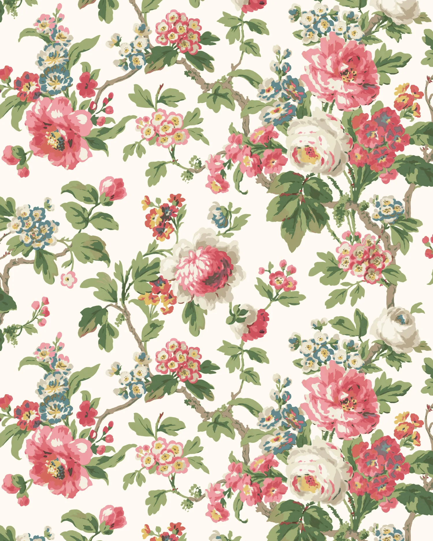 Kravet Design Antonina Vella Jardin W4486 in White & Pink (W4486.317.0)