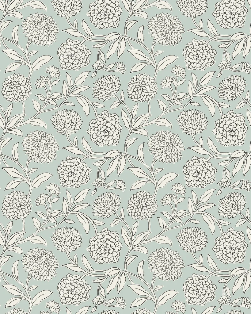 Kravet Design Antonina Vella Jardin W4487 in Light Blue & Black (W4487.15.0)